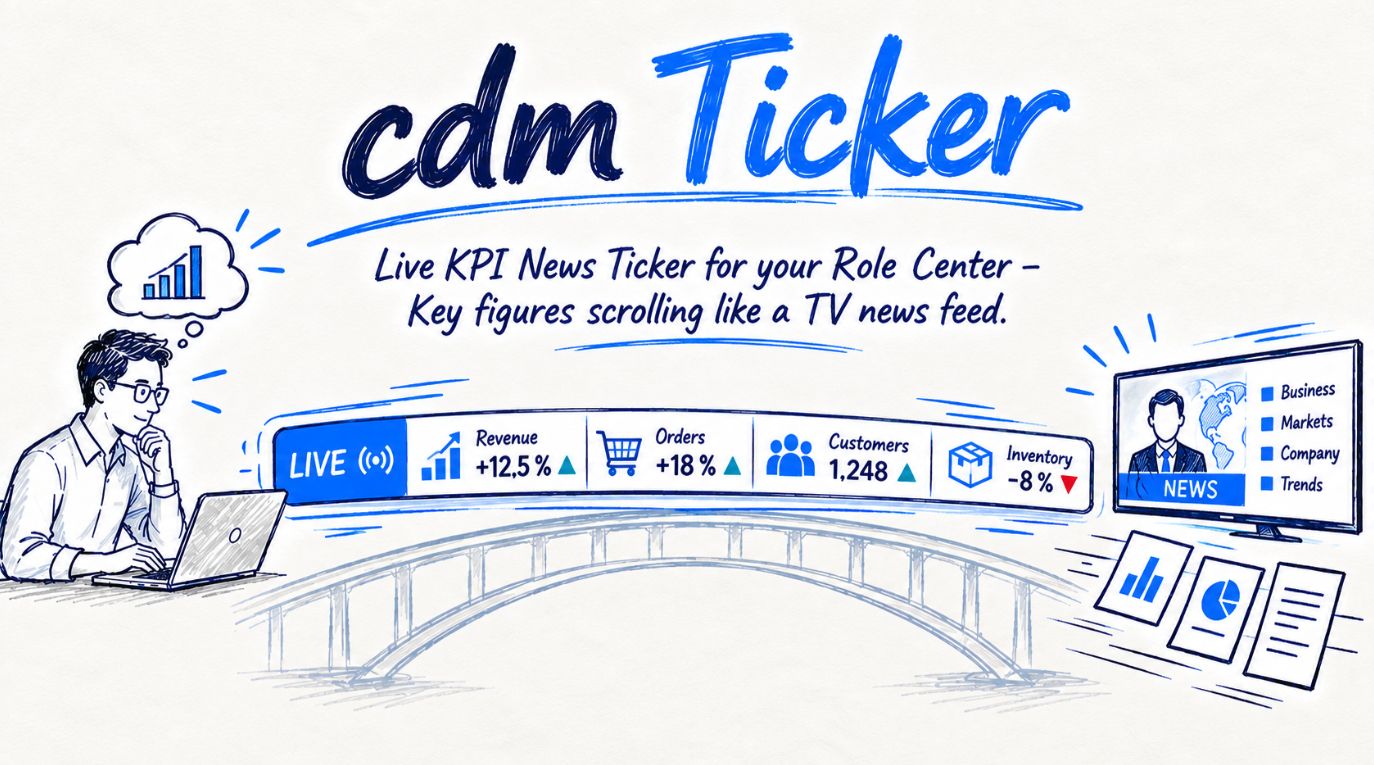 cdmTicker — Illustration: Live-KPI-Ticker für das Rollencenter