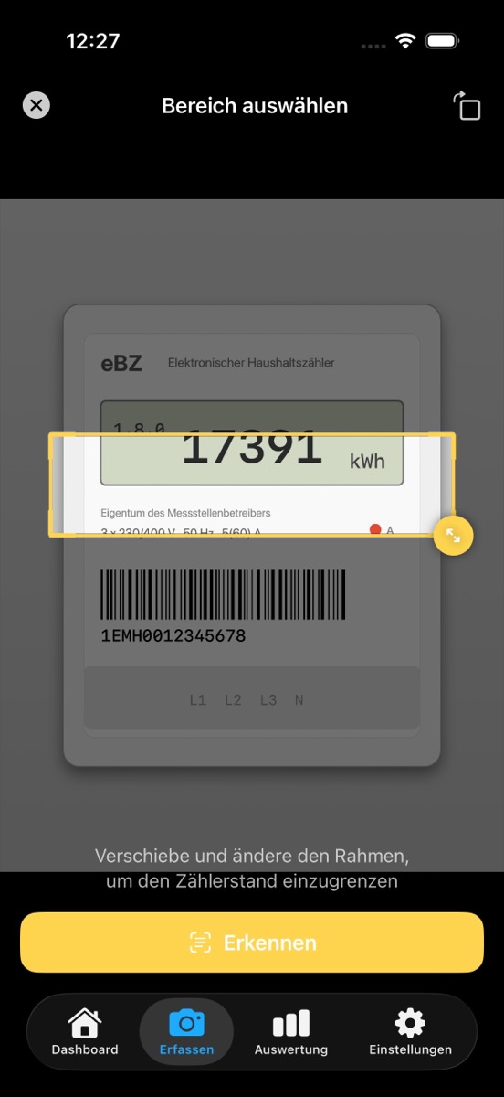 Scan a meter reading with the camera